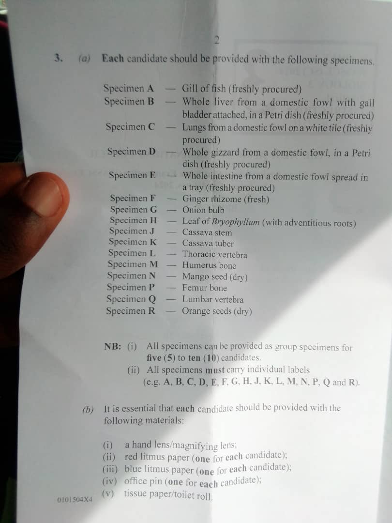 WAEC 2024 PRACTICAL SPECIMENS Expotab