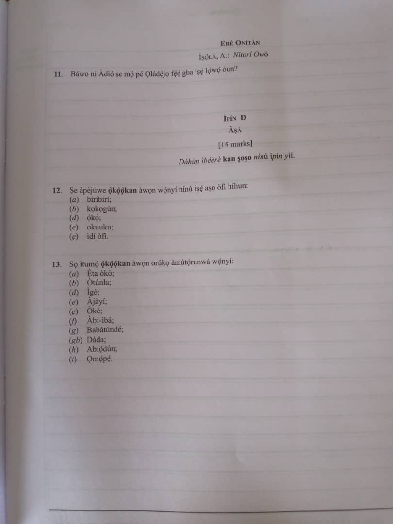 YORUBA-LANGUAGE-WAEC-2025